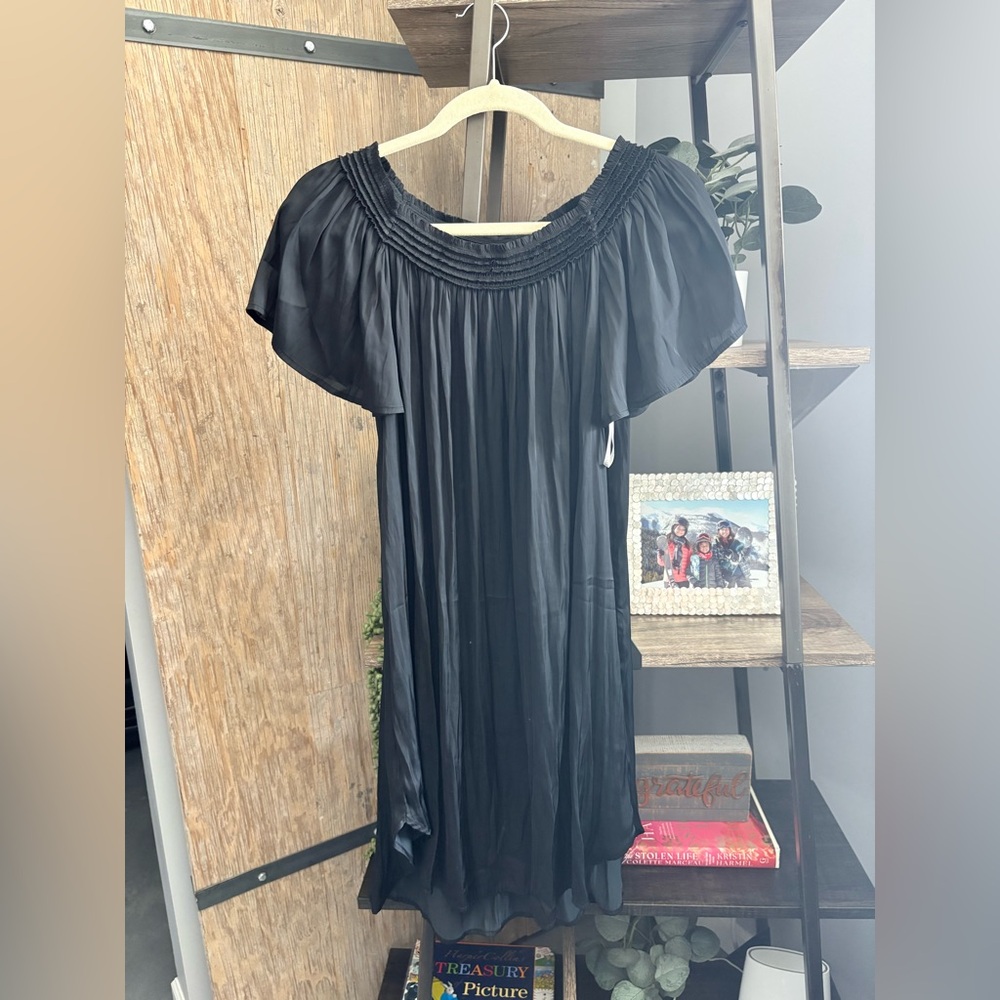 Halston Heritage Black Pleated Dress SIZE S